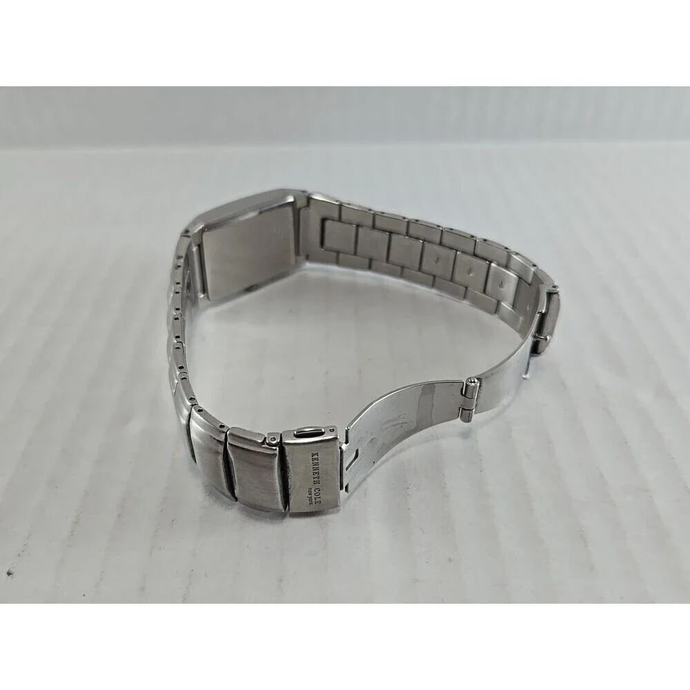 Mens Kenneth Cole Watch 26mm Silver Tone Date New Battery 9275-01-KC3269